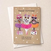 Large Birthday Card - Ballerina Dogs