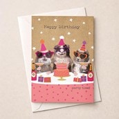 Large Birthday Card - Guinea Pigs Party