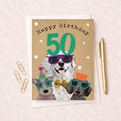 Large Age 50 Birthday Card - Dogs