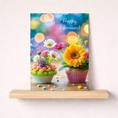 Large Retirement Card - Flower Cupcakes Large Retirement Card - Flower Cupcakes