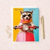 Large Sorry You're Leaving Card - Racoon On A Scooter Large Sorry You're Leaving Card - Racoon On A Scooter