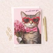 Large Sorry You're Leaving Card - Cat With Flowers