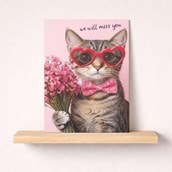 Large Sorry You're Leaving Card - Cat With Flowers