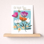 Large Get Well Soon Card - Flowers & Butterflies