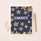Large Congratulations Card - Gold Stars Large Congratulations Card - Gold Stars