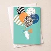 Large Get Well Soon Card - Bear & Balloons