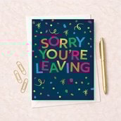 Large Sorry You're Leaving Card - Confetti