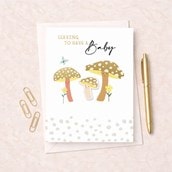 Large Leaving For A Baby Card - Mushrooms Large Leaving For A Baby Card - Mushrooms
