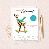 Large Retirement Card - Skateboarding Giraffe