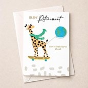 Large Retirement Card - Skateboarding Giraffe
