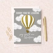 Large Sorry You're Leaving Card - Hot Air Balloon Large Sorry You're Leaving Card - Hot Air Balloon