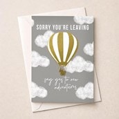 Large Sorry You're Leaving Card - Hot Air Balloon