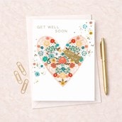 Large Get Well Soon Card - Floral Heart