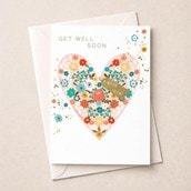 Large Get Well Soon Card - Floral Heart