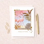 Birthday Card - Flamingos