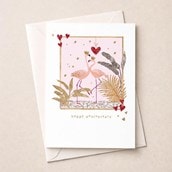 Anniversary Card - Flamingos