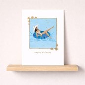 Birthday Card - Lady In A Pool Birthday Card - Lady In A Pool