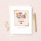 Birthday Card - Cake With Flowers