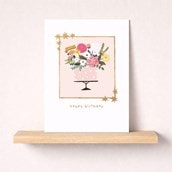 Birthday Card - Cake With Flowers