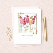 Birthday Card -  Champagne Flutes
