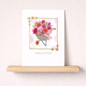Birthday Card - Wheelbarrow Of Flowers Birthday Card - Wheelbarrow Of Flowers