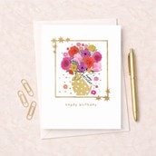 Birthday Card -  Vase Of FLowers