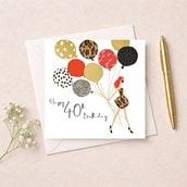 Age 40 Birthday Card - Birthday Balloons