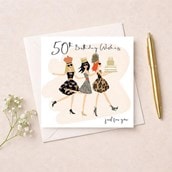 Age 50 Birthday Card - Glam Girls Age 50 Birthday Card - Glam Girls