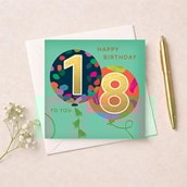 Age 18 Birthday Card - Balloons