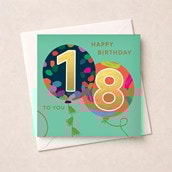 Age 18 Birthday Card - Balloons