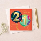 Age 21 Birthday Card - Balloons