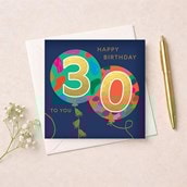 Age 30 Birthday Card - Balloons Age 30 Birthday Card - Balloons