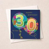 Age 30 Birthday Card - Balloons Age 30 Birthday Card - Balloons