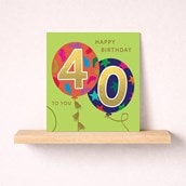 Age 40 Birthday Card - Balloons