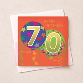 Age 70 Birthday Card - Balloons