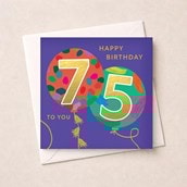 Age 75 Birthday Card - Balloons Age 75 Birthday Card - Balloons