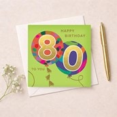 Age 80 Birthday Card - Balloons Age 80 Birthday Card - Balloons