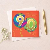 Age 90 Birthday Card - Balloons