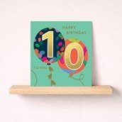 Age 10 Birthday Card - Balloons