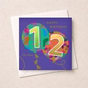 Age 12 Birthday Card - Balloons Age 12 Birthday Card - Balloons
