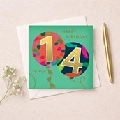 Age 14 Birthday Card - Balloons Age 14 Birthday Card - Balloons
