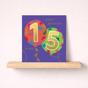 Age 15 Birthday Card - Balloons