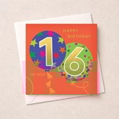 Age 16 Birthday Card - Balloons