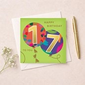 Age 17 Birthday Card - Balloons