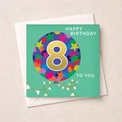 Age 8 Birthday Card - Big Balloon