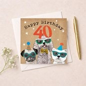 Age 40 Birthday Card - Fun Dogs Age 40 Birthday Card - Fun Dogs
