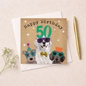 Age 50 Birthday Card - Fun Dogs