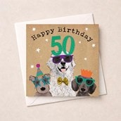 Age 50 Birthday Card - Fun Dogs