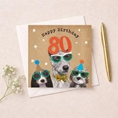 Age 80 Birthday Card - Fun Dogs Age 80 Birthday Card - Fun Dogs