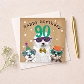 Age 90 Birthday Card - Fun Dogs